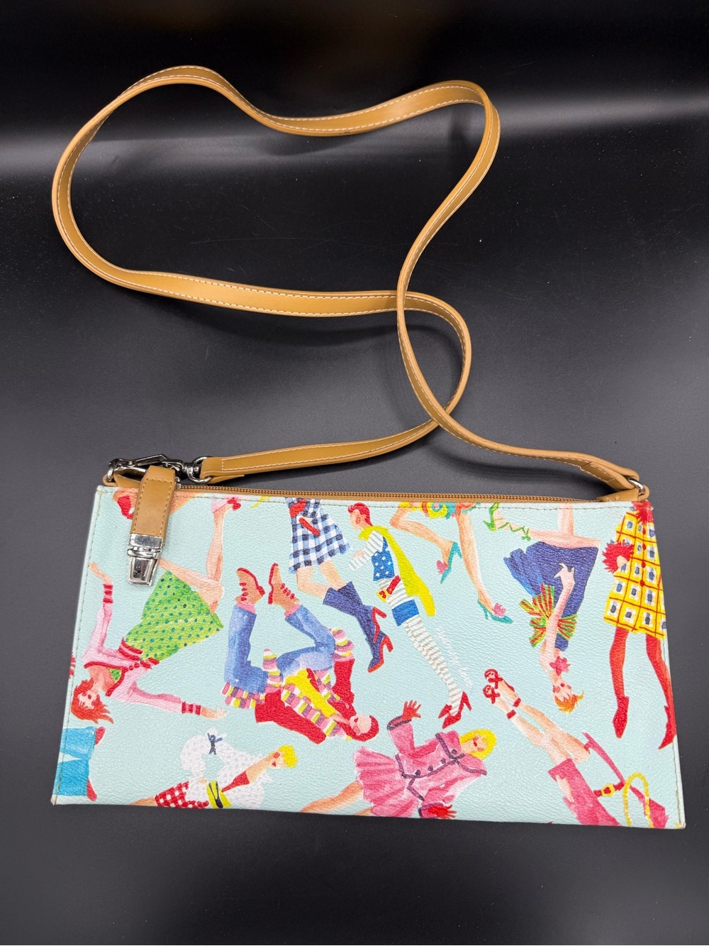 Sydney Love Crossbody Bag Light Blue Fashionistas Retro Mod Print Purse